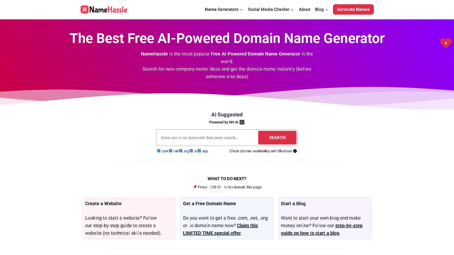 NameHassle Interface Screenshot - Writing & Editing Tool