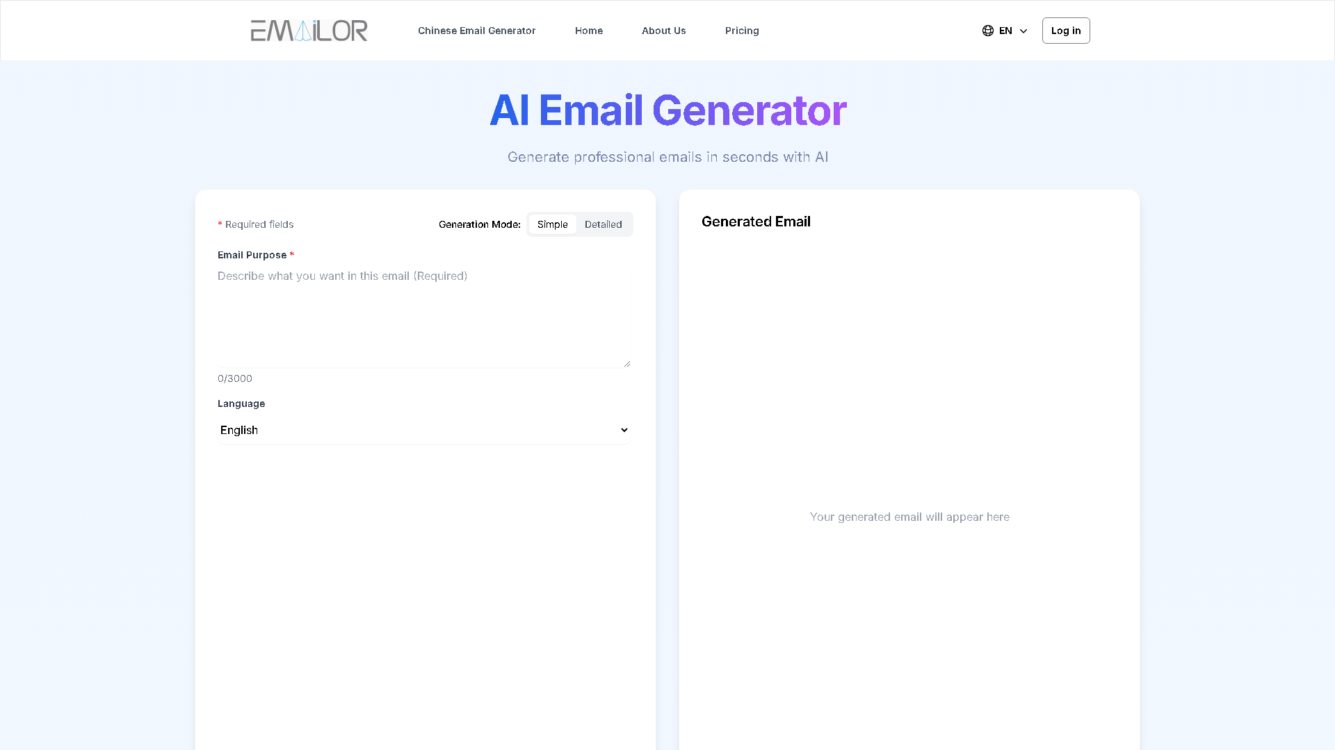 Emailor Interface Screenshot - Writing & Editing Tool