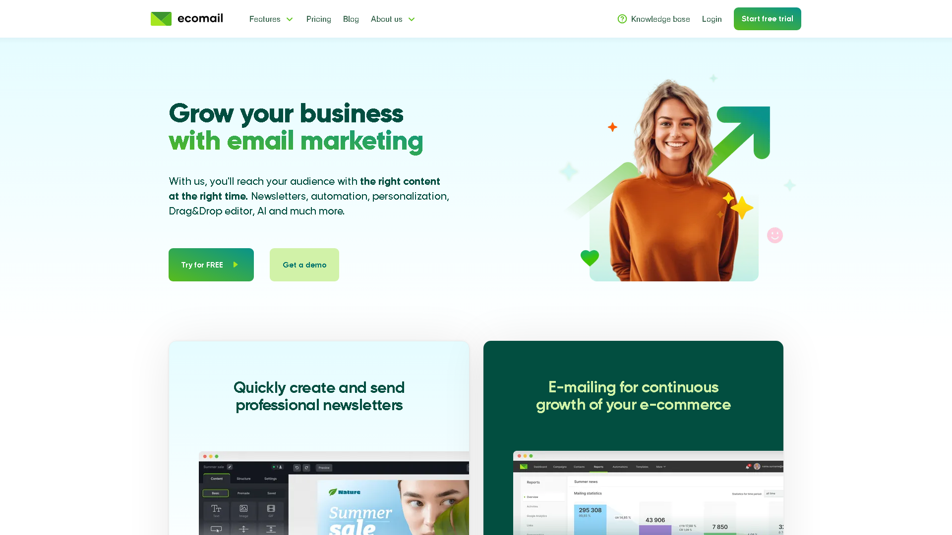 Ecomail Interface Screenshot - Writing & Editing Tool