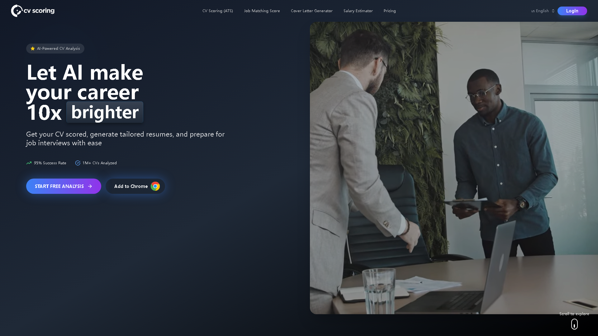 CVScoring.com Interface Screenshot - Writing & Editing Tool