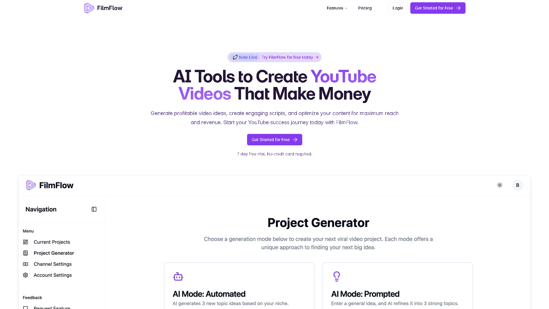 FilmFlow Interface Screenshot - Writing & Editing Tool