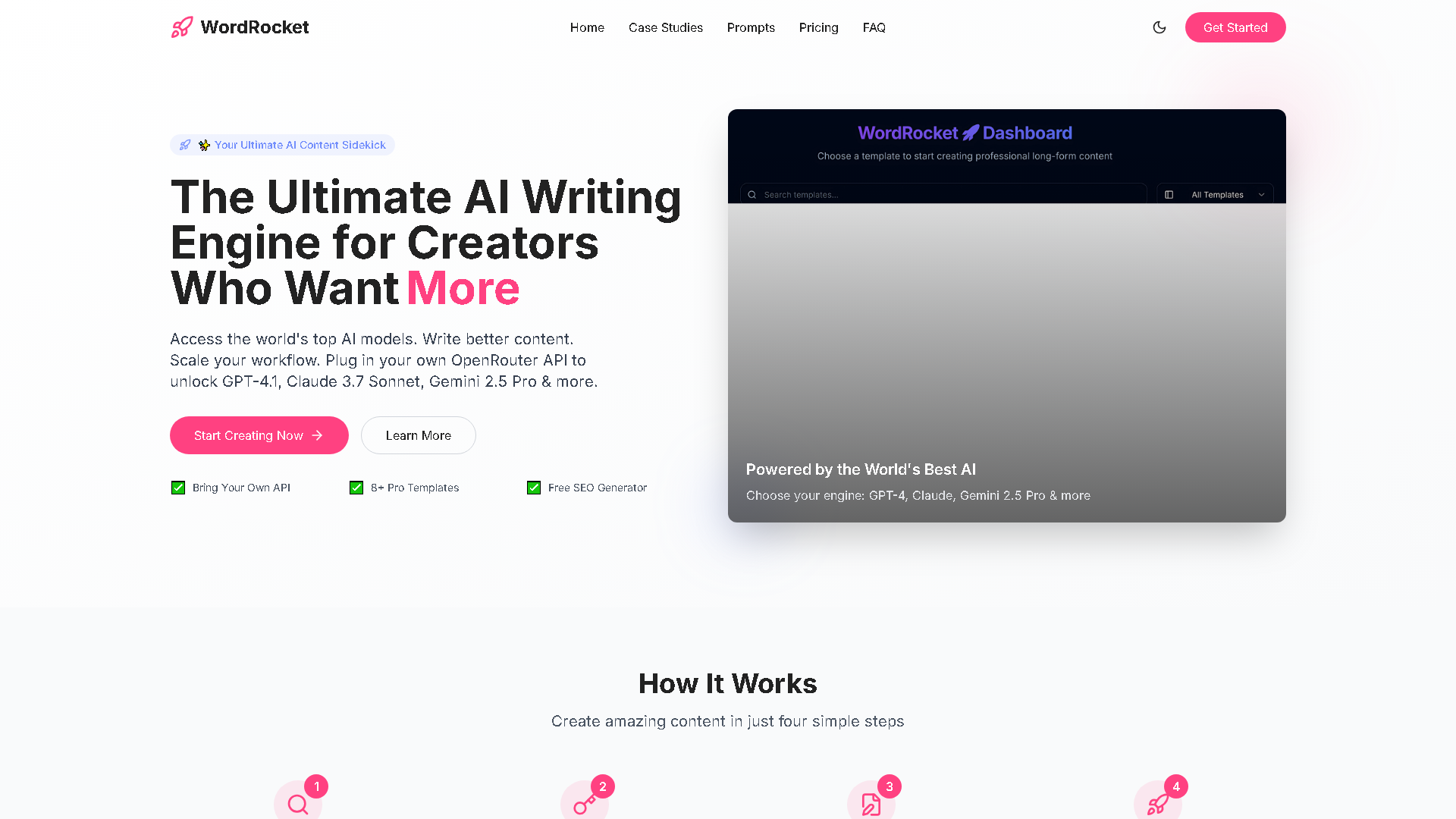 WordRocket Interface Screenshot - Writing & Editing Tool