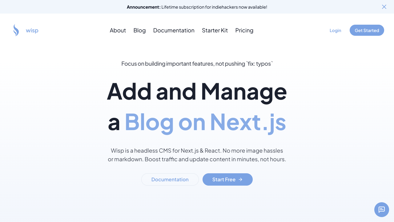 Wisp CMS Pricing Interface Screenshot - Writing & Editing Tool