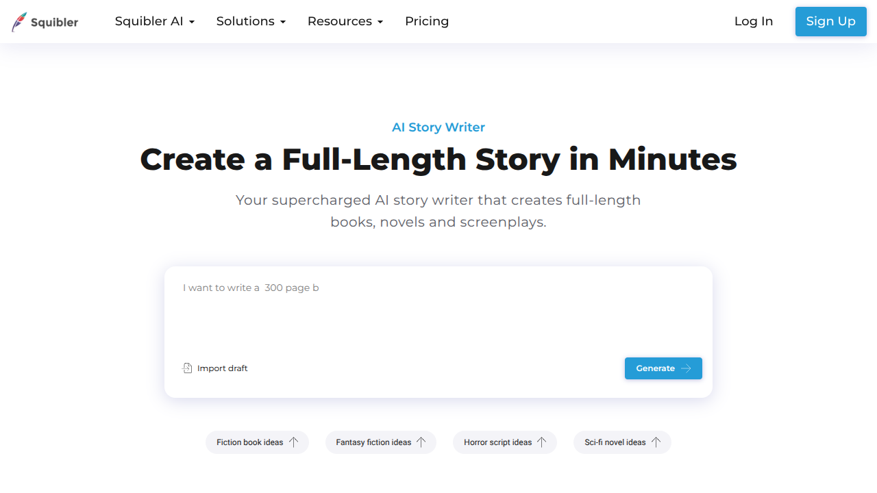 Squibler Interface Screenshot - Writing & Editing Tool