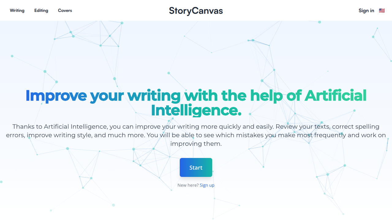 StoryCanvas Interface Screenshot - Writing & Editing Tool