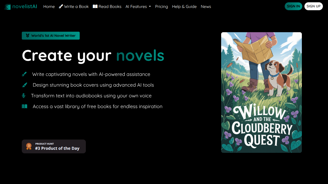 NovelistAI Interface Screenshot - Writing & Editing Tool