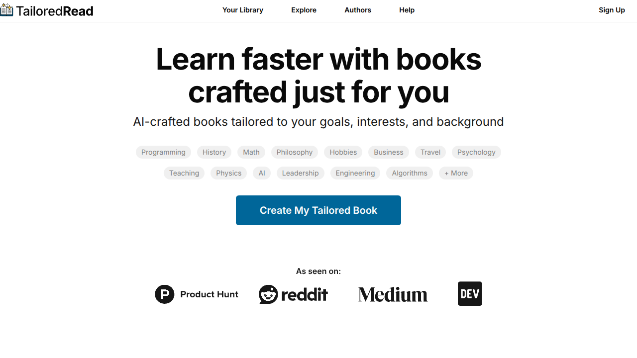 TailoredRead Interface Screenshot - Writing & Editing Tool
