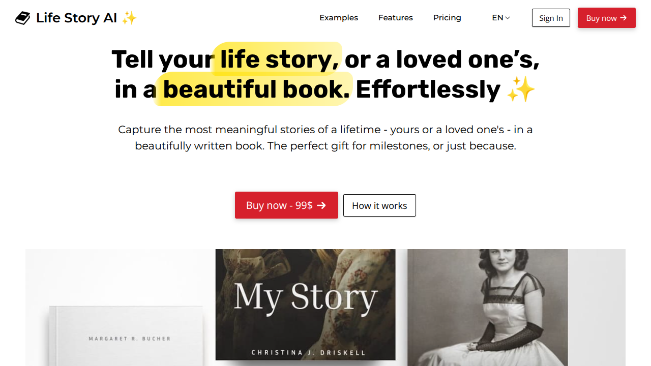 Life Story AI Interface Screenshot - Writing & Editing Tool