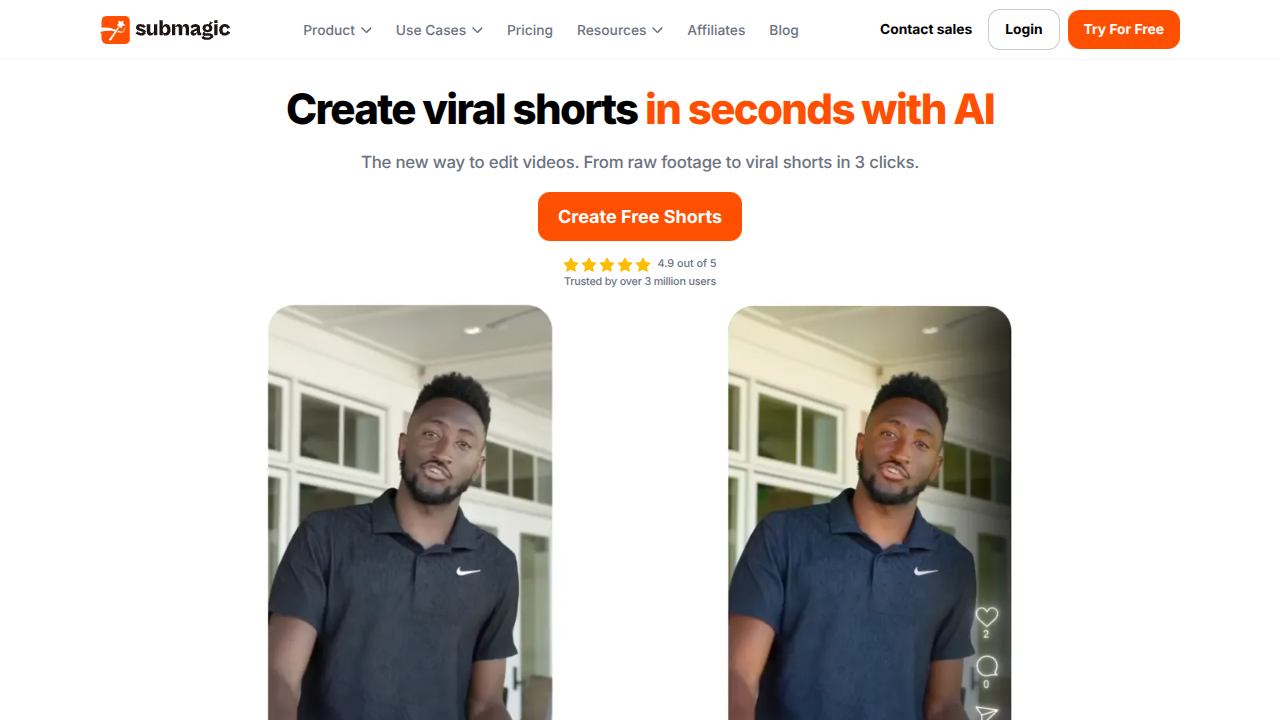Submagic Interface Screenshot - Writing & Editing Tool
