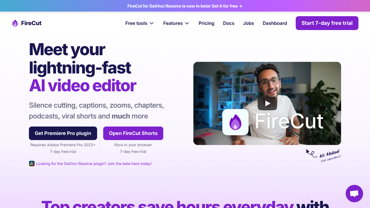FireCut AI Interface Screenshot - Writing & Editing Tool