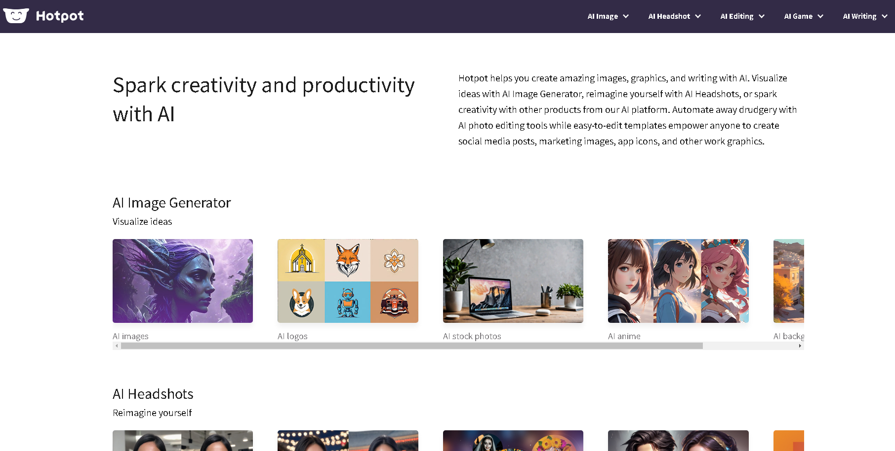hotpot.ai Interface Screenshot - Writing & Editing Tool