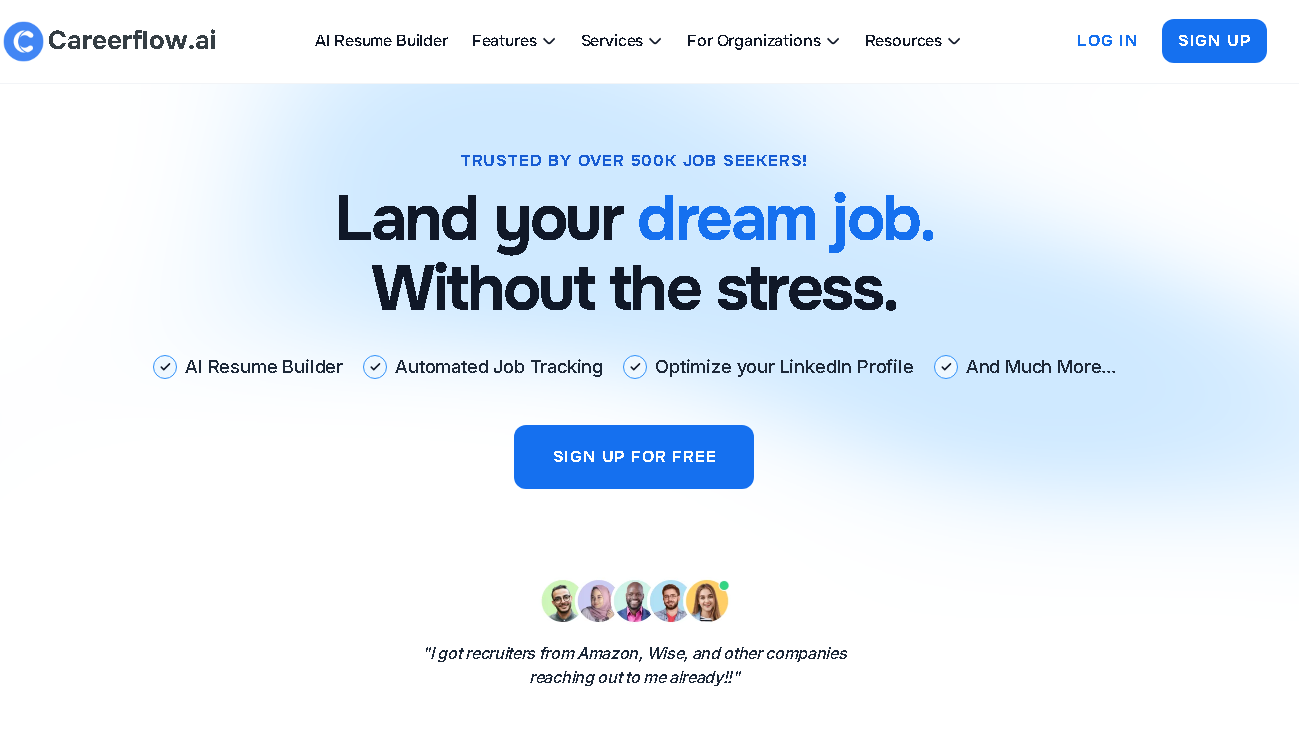 careerflow.ai Interface Screenshot - Writing & Editing Tool