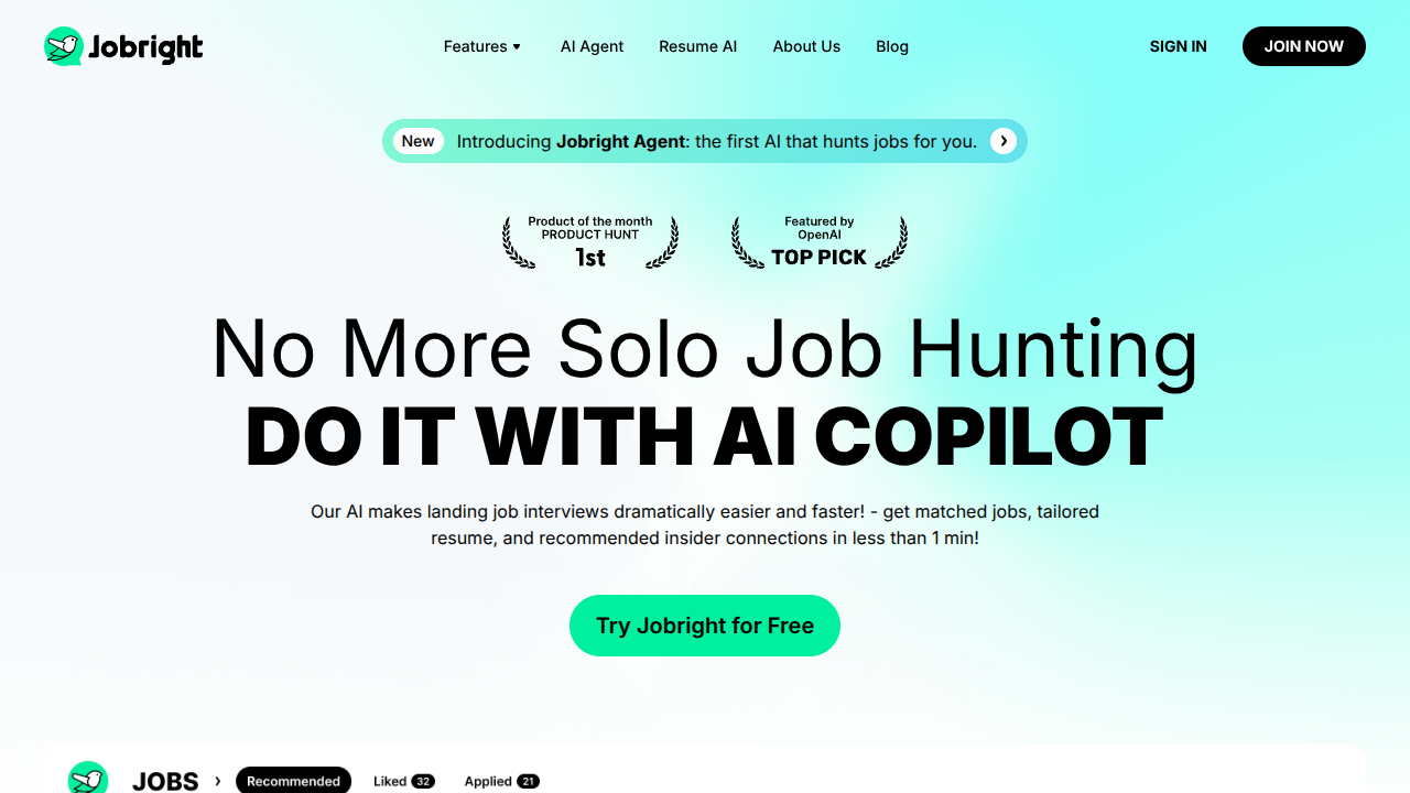 jobright.ai Interface Screenshot - Writing & Editing Tool