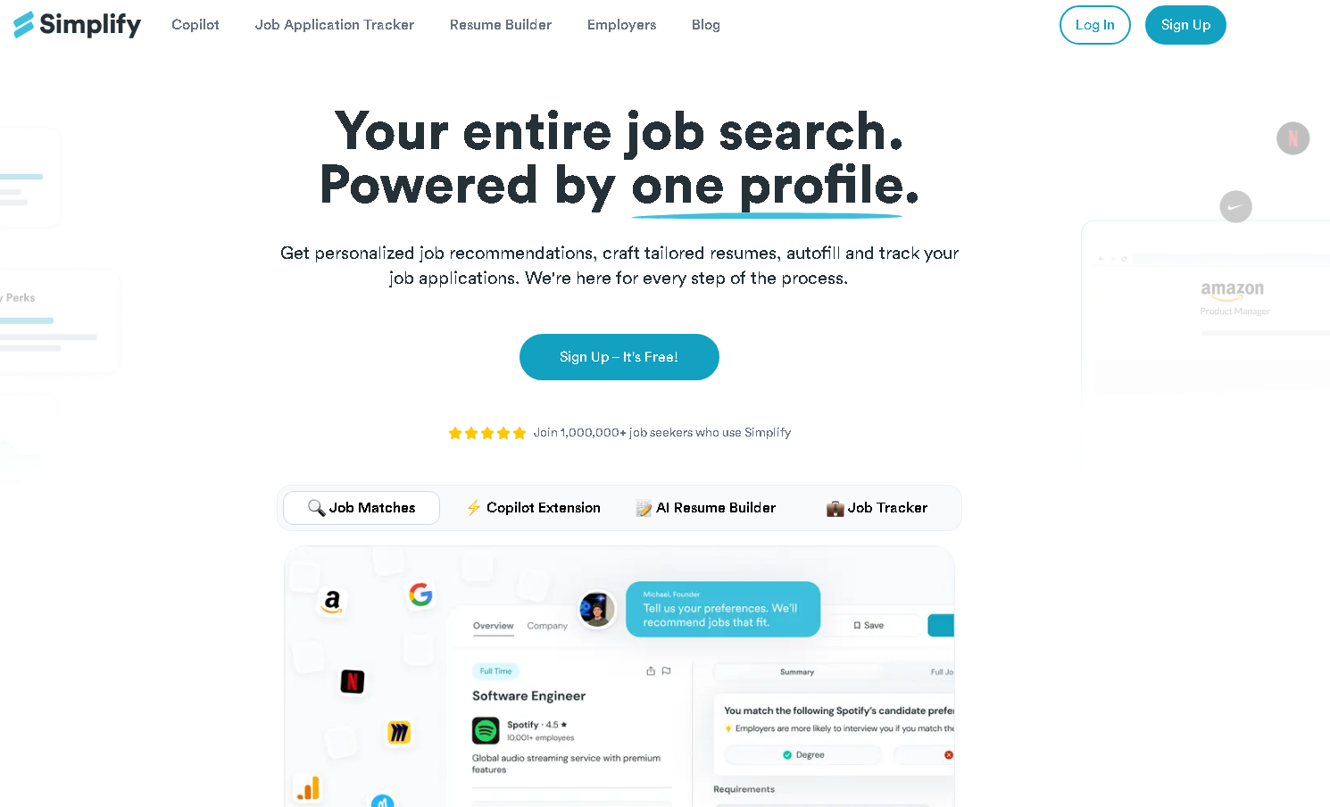 simplify.jobs Interface Screenshot - Writing & Editing Tool