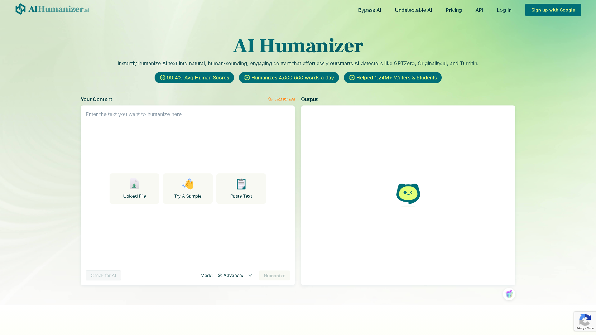 AIHumanizer Interface Screenshot - Writing & Editing Tool