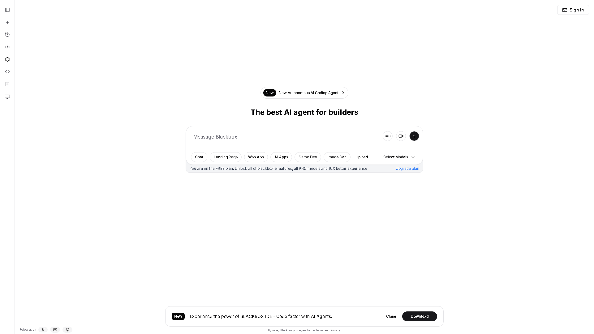 BLACKBOX.AI Interface Screenshot - Coding & Development Tool