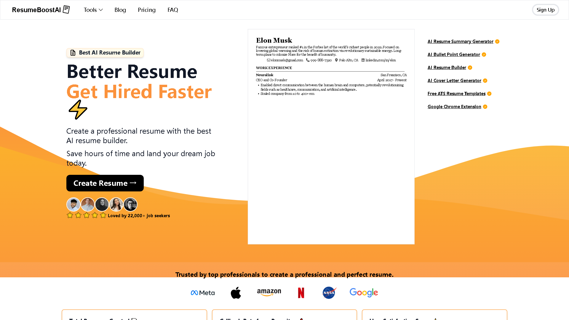 ResumeBoostAI Interface Screenshot - Writing & Editing Tool