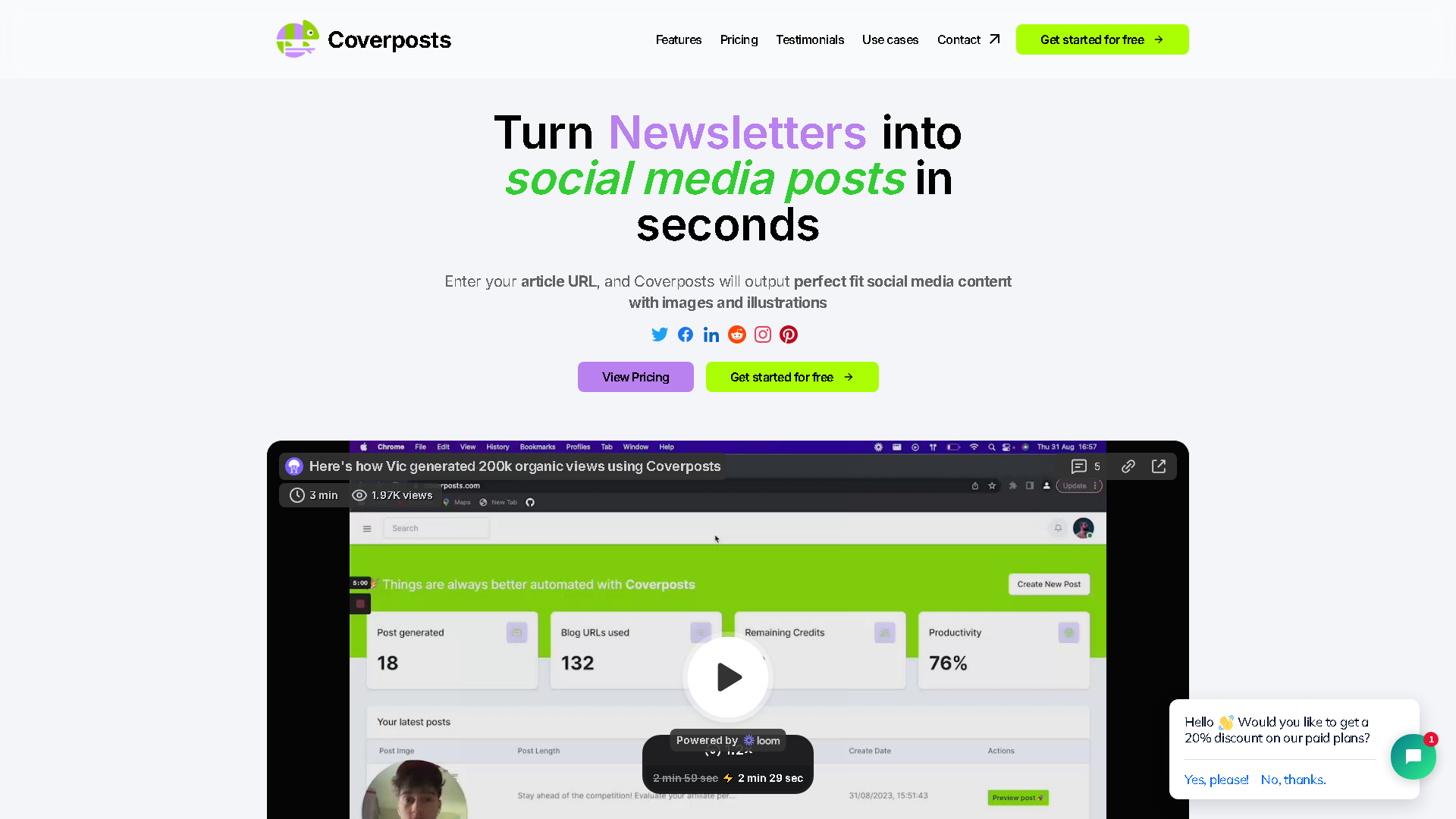 Coverposts Interface Screenshot - Writing & Editing Tool