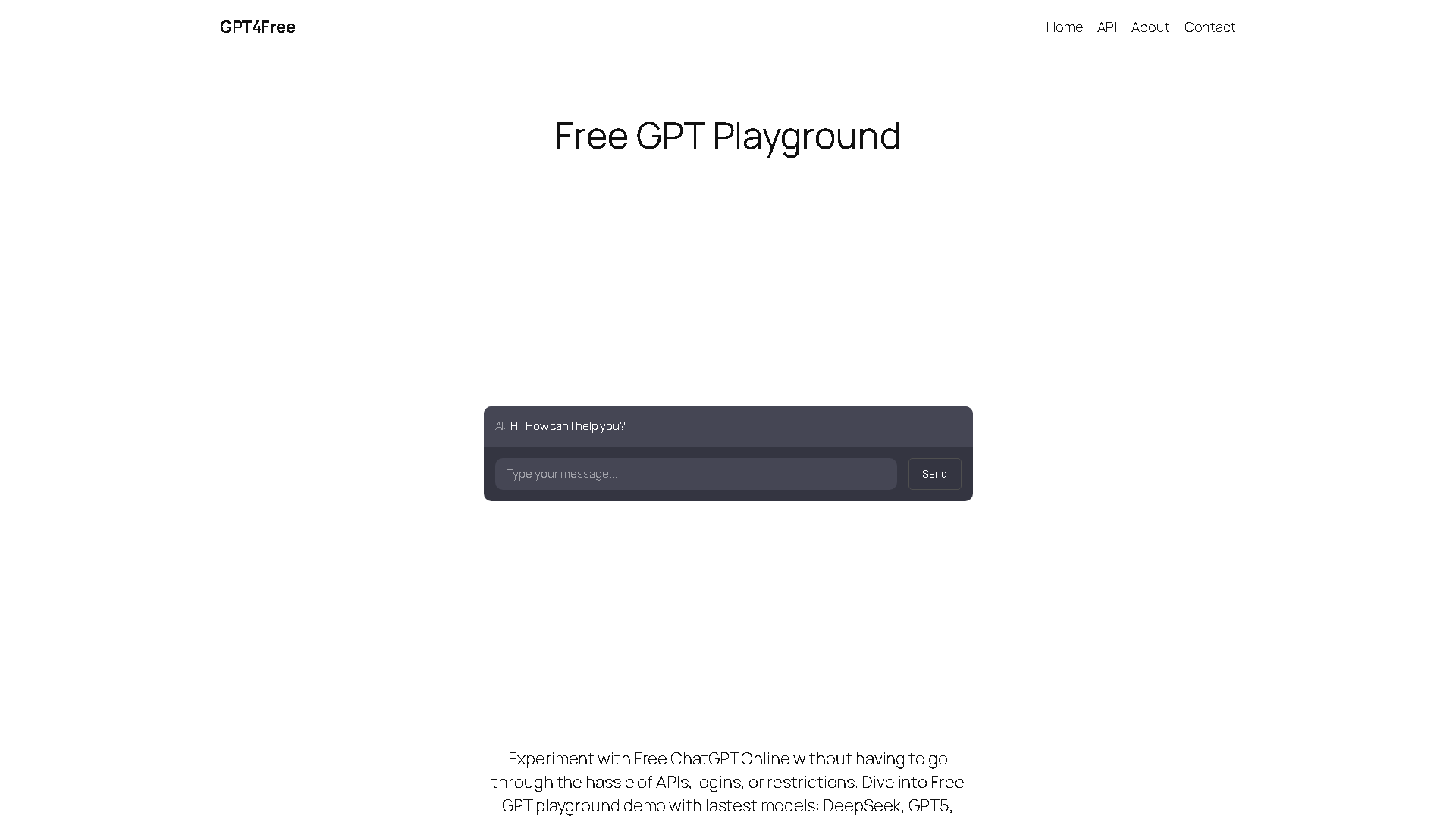 GPT4Free Interface Screenshot - Writing & Editing Tool