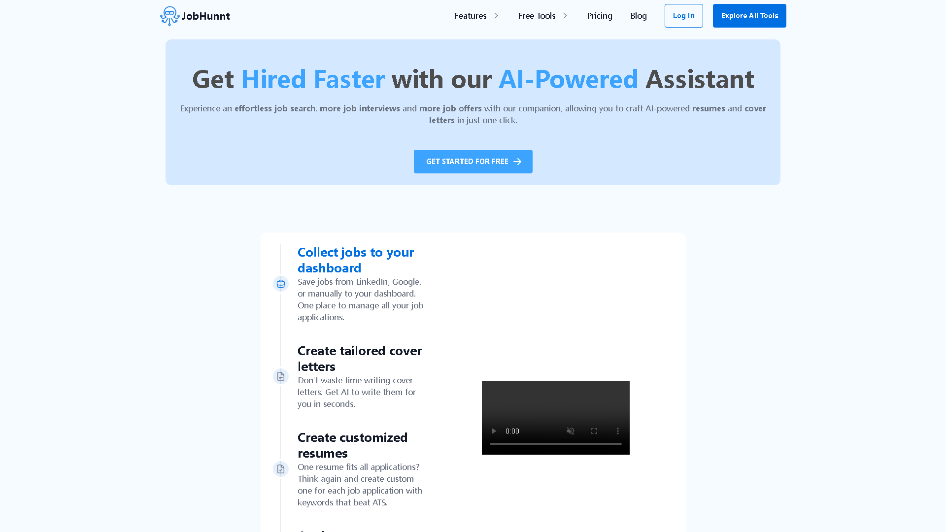 JobHunnt Interface Screenshot - Writing & Editing Tool