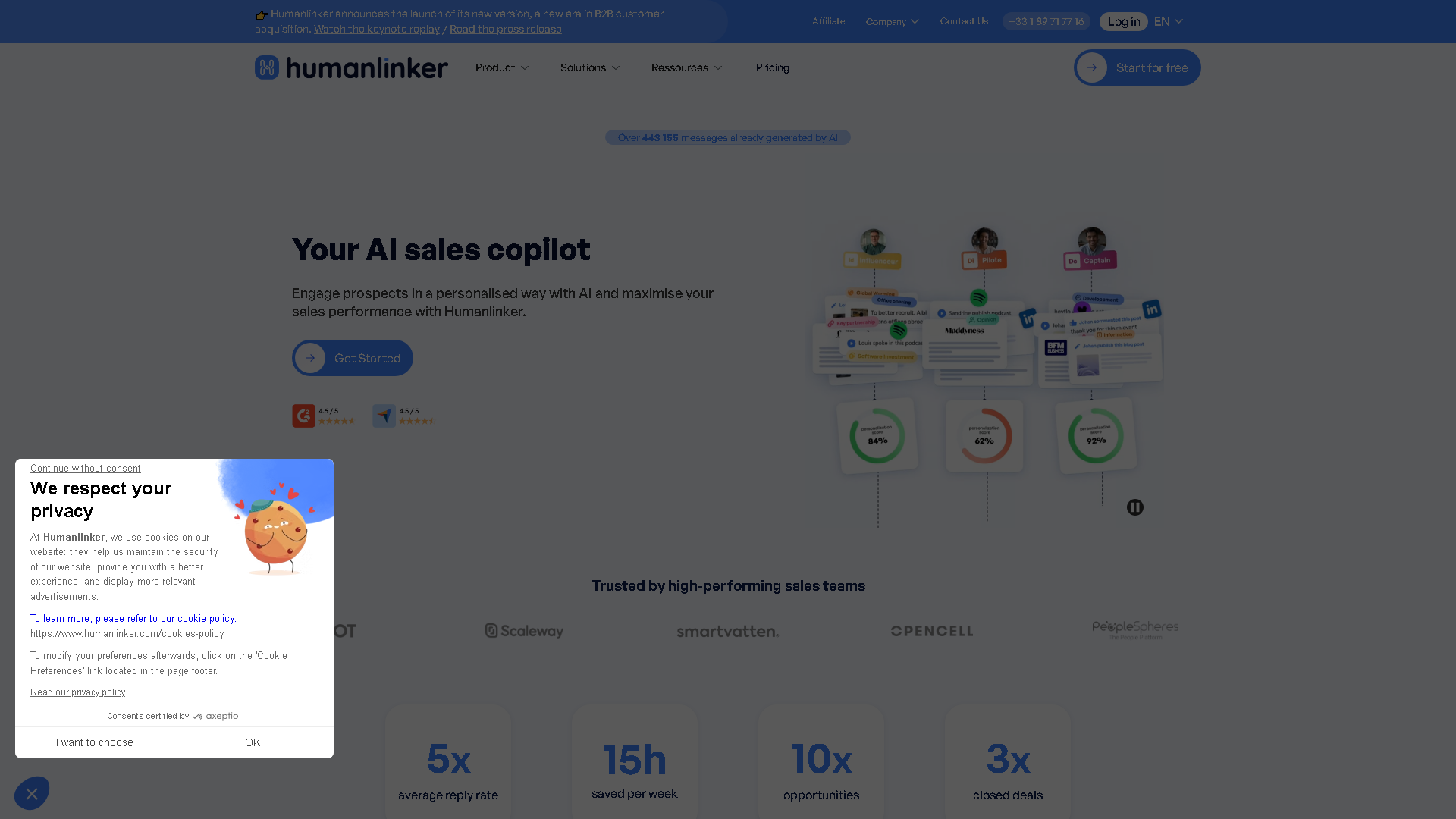Humanlinker Interface Screenshot - Writing & Editing Tool