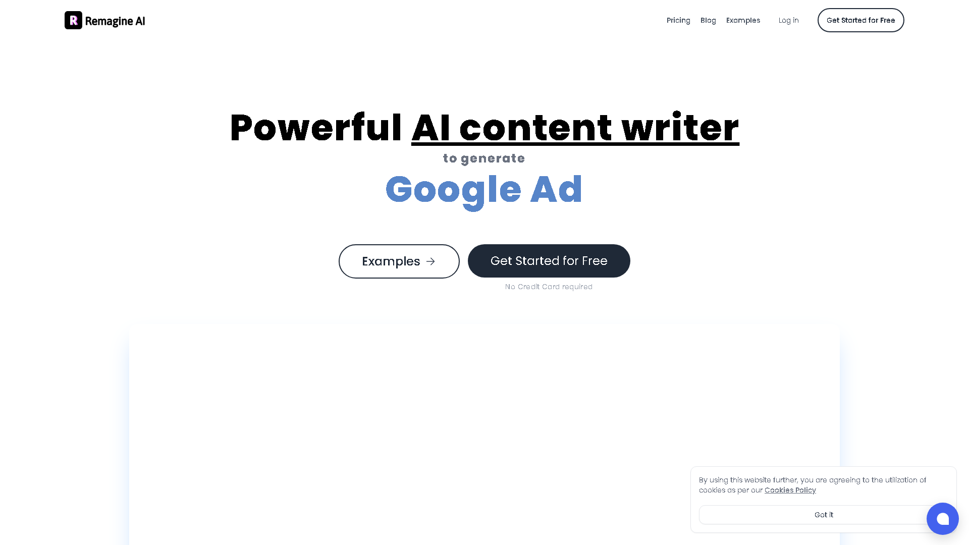 Remagine AI Interface Screenshot - Writing & Editing Tool