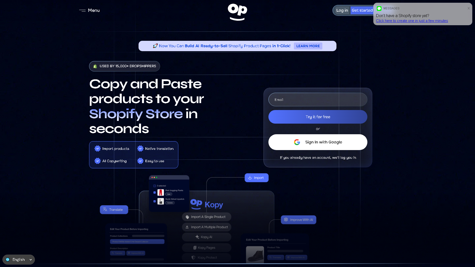 Kopy Interface Screenshot - Writing & Editing Tool