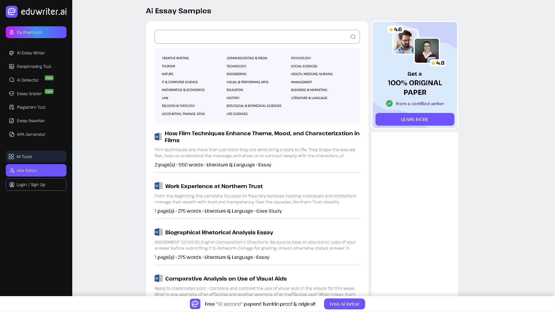 Myessaytyper.ai Interface Screenshot - Writing & Editing Tool