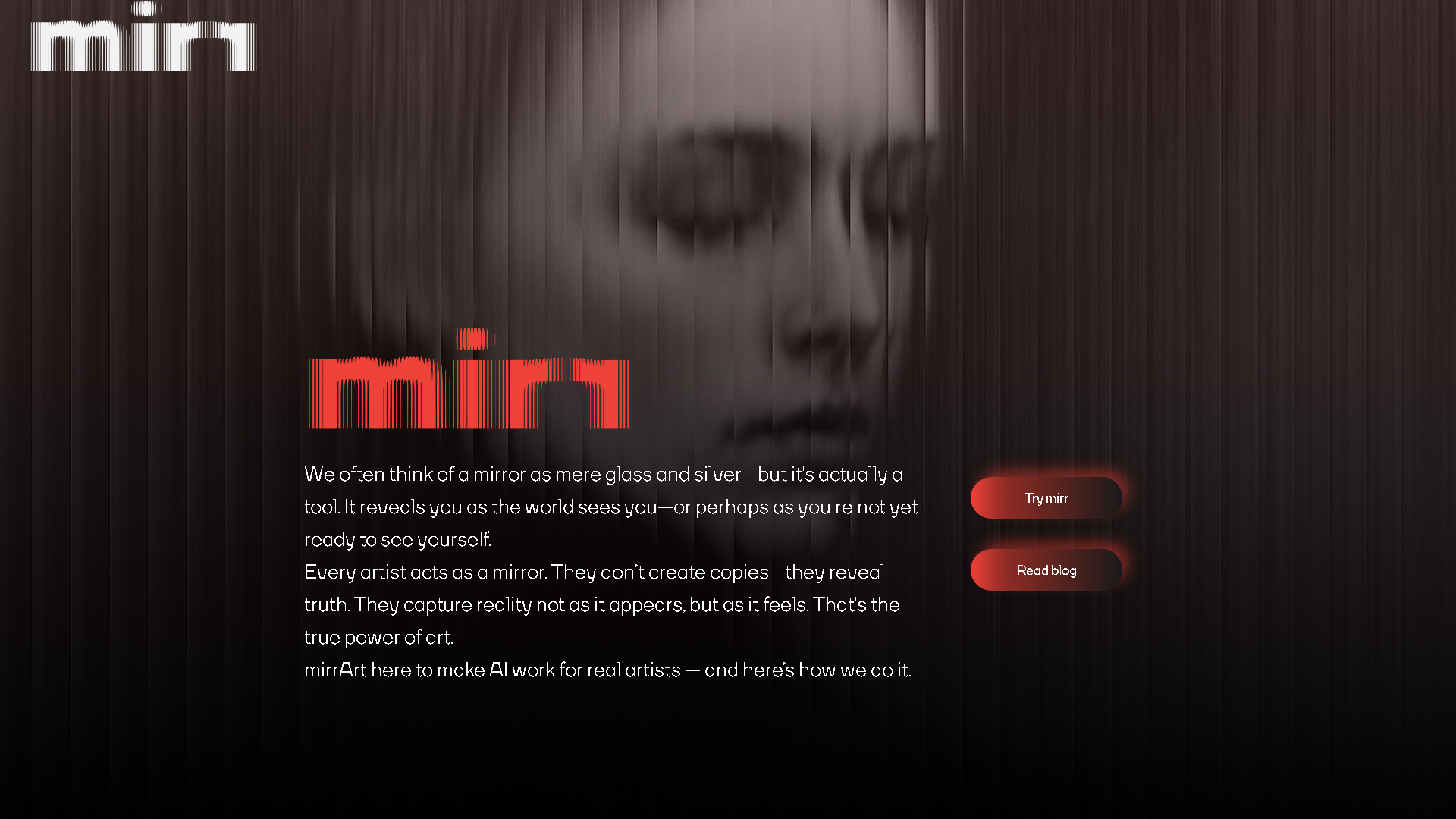 mirr.art Interface Screenshot - Writing & Editing Tool