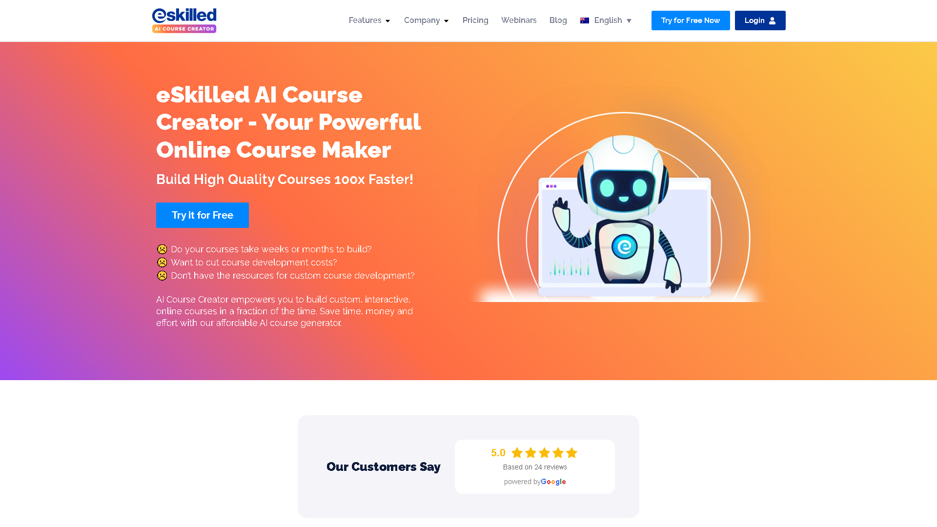 eSkilled AI Course Creator Interface Screenshot - Writing & Editing Tool