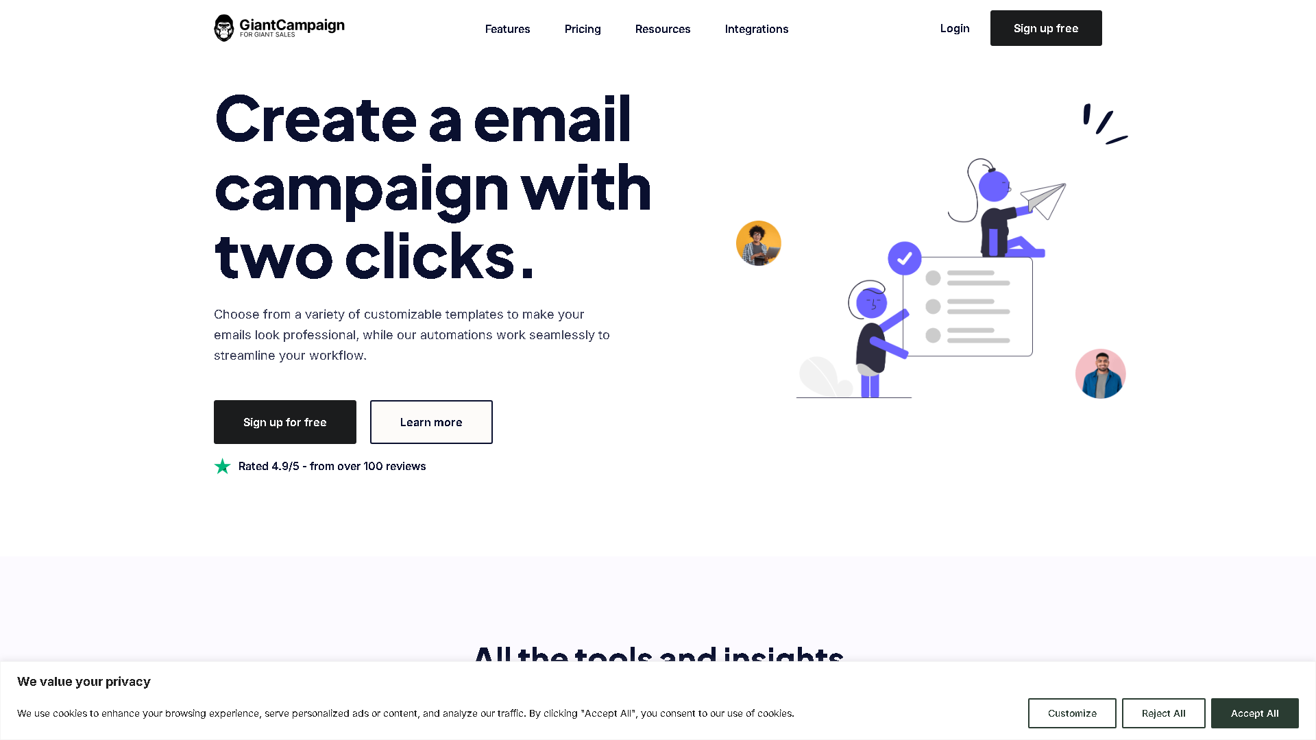 GiantCampaign Interface Screenshot - Writing & Editing Tool