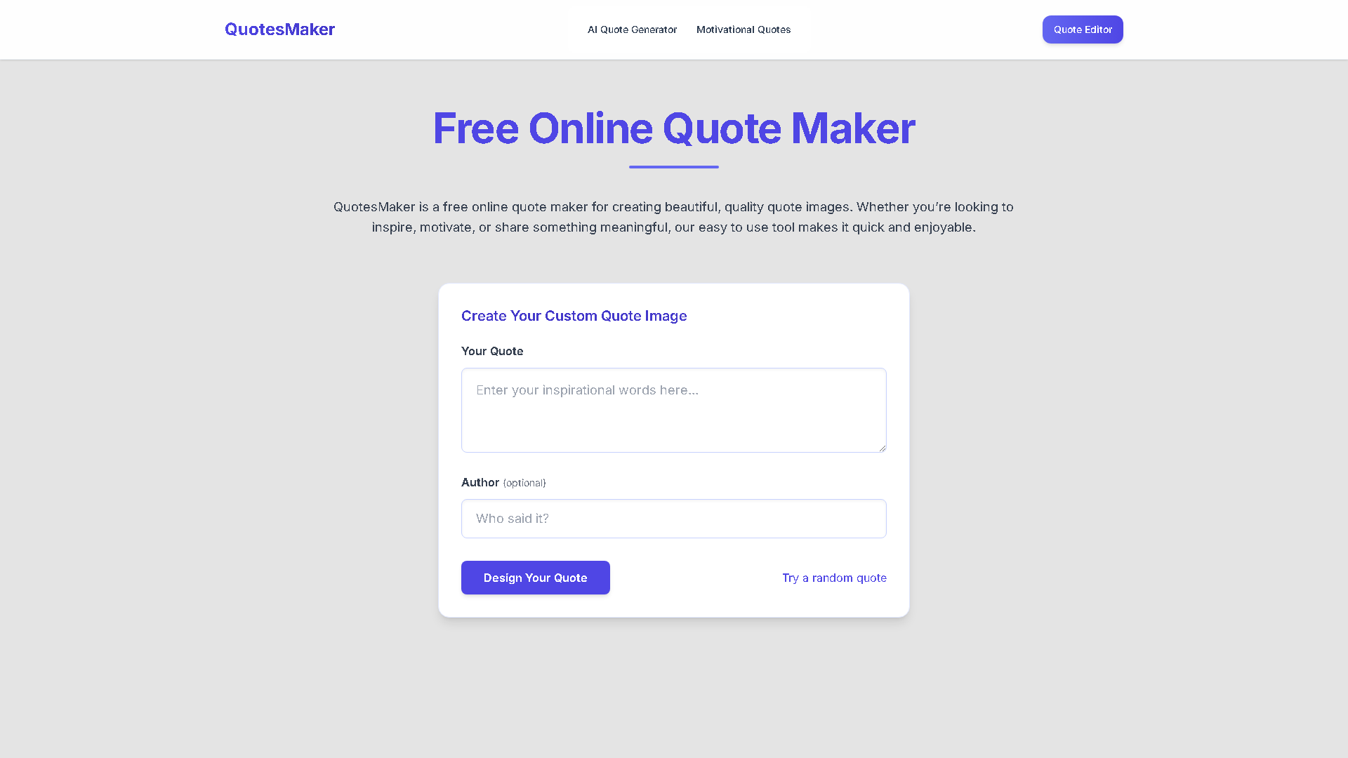QuotesMaker Interface Screenshot - Writing & Editing Tool