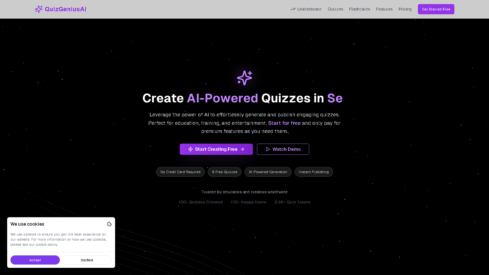 QuizGeniusAI Interface Screenshot - Education & Translation Tool