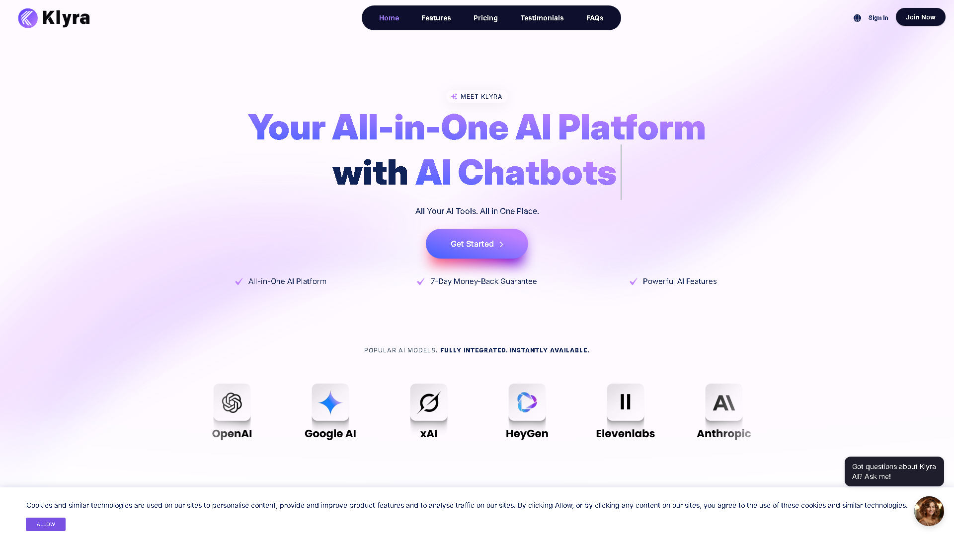 Klyra AI Interface Screenshot - Writing & Editing Tool