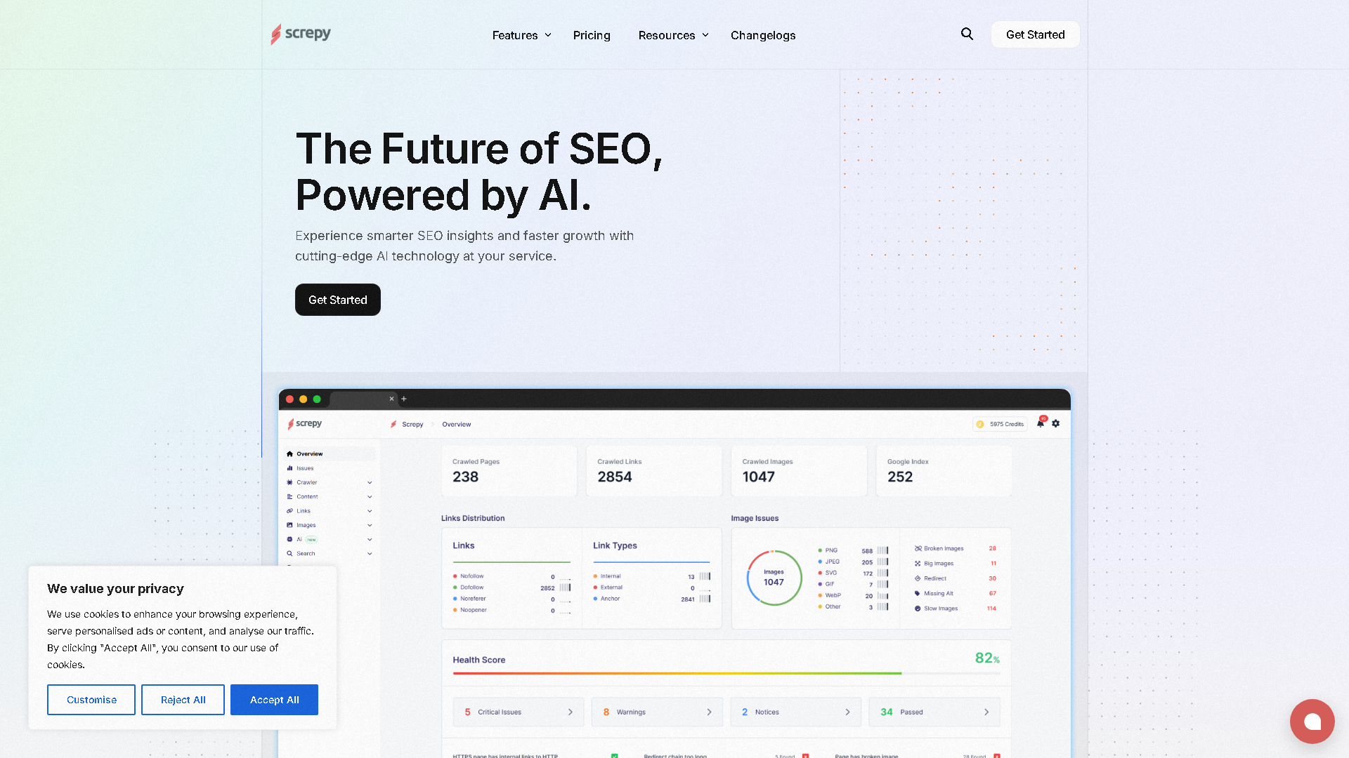 Screpy Interface Screenshot - Writing & Editing Tool