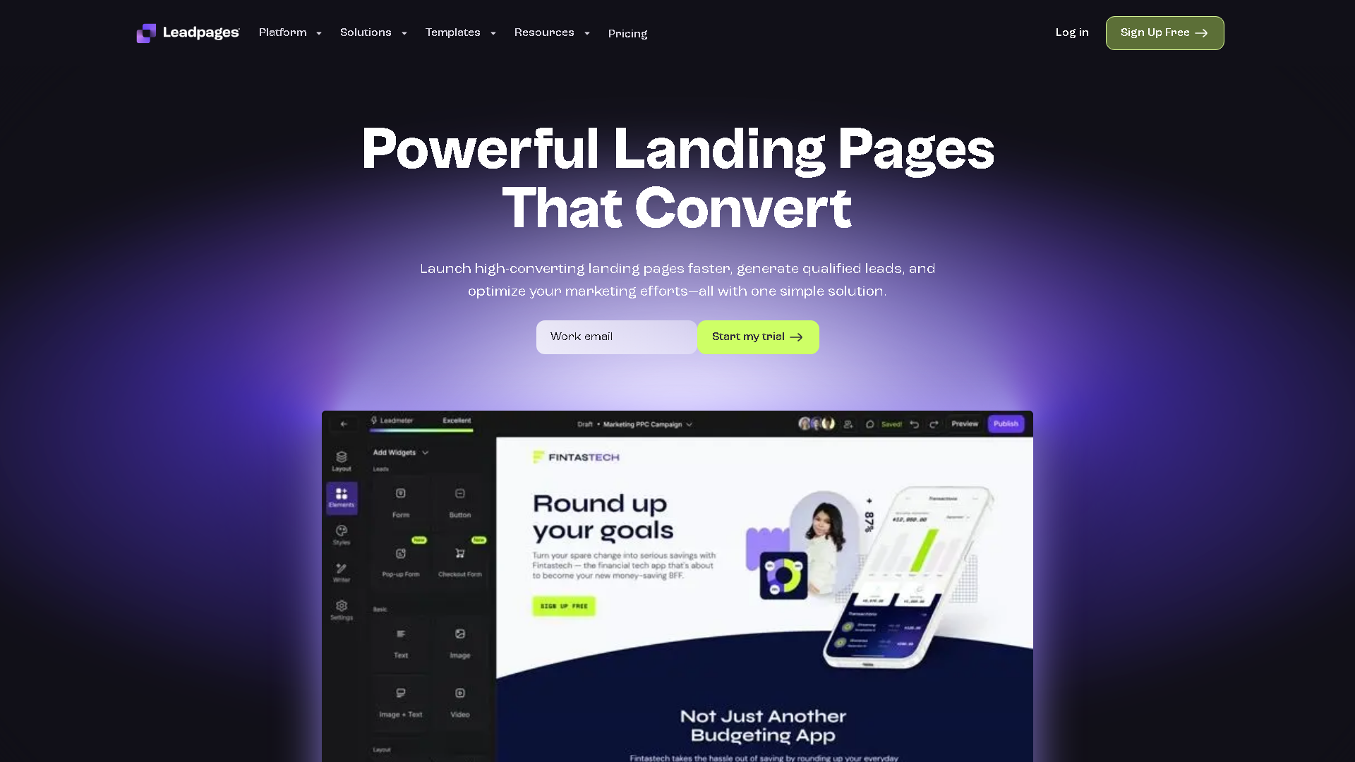 Leadpages Interface Screenshot - Writing & Editing Tool