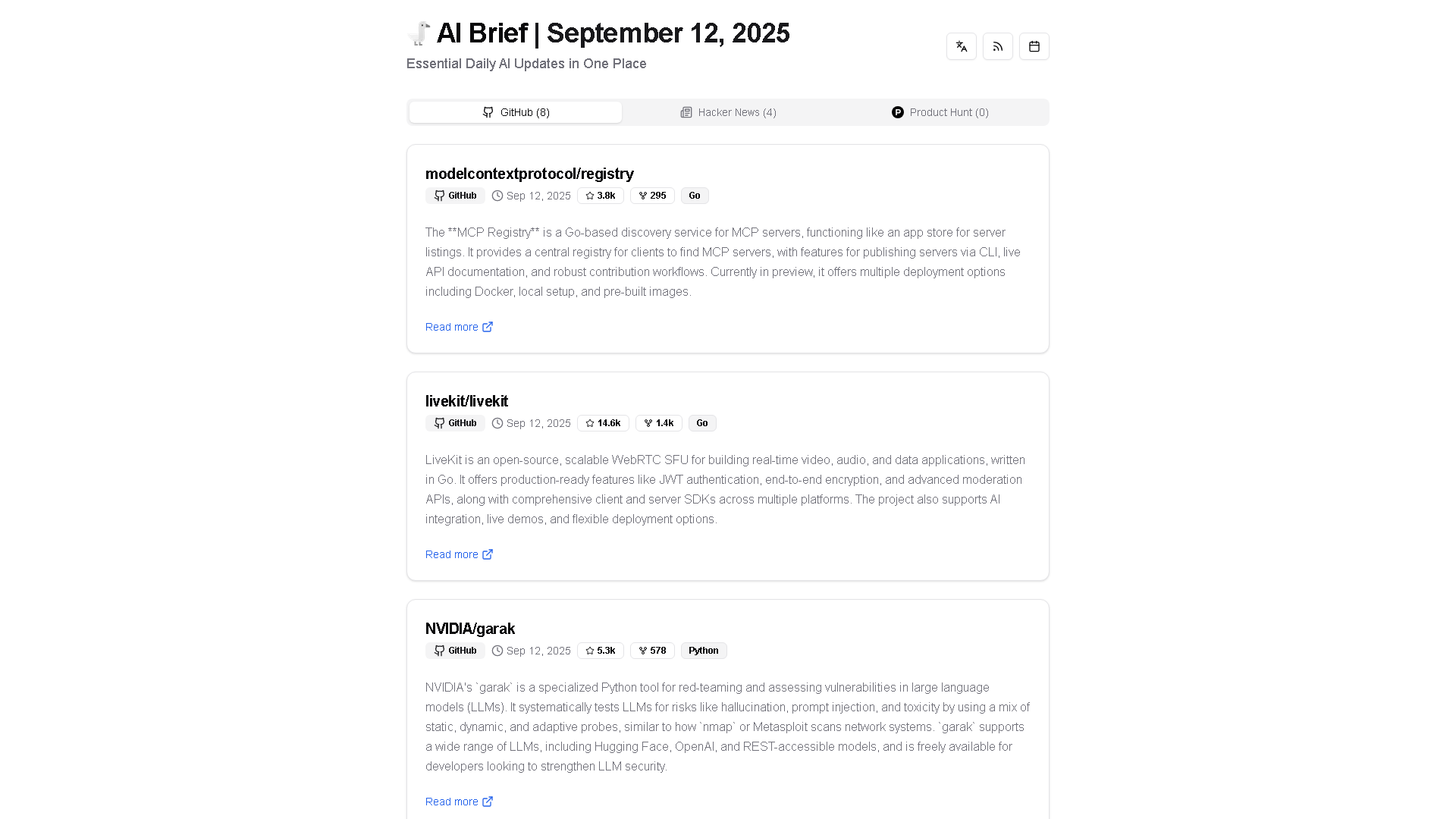 AI Brief Interface Screenshot - Daily Life Tool