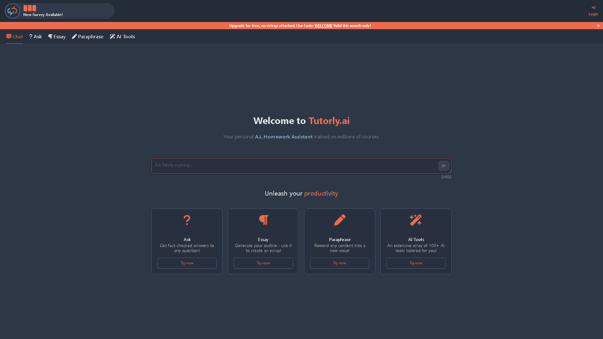 Tutorly.ai Interface Screenshot - Writing & Editing Tool