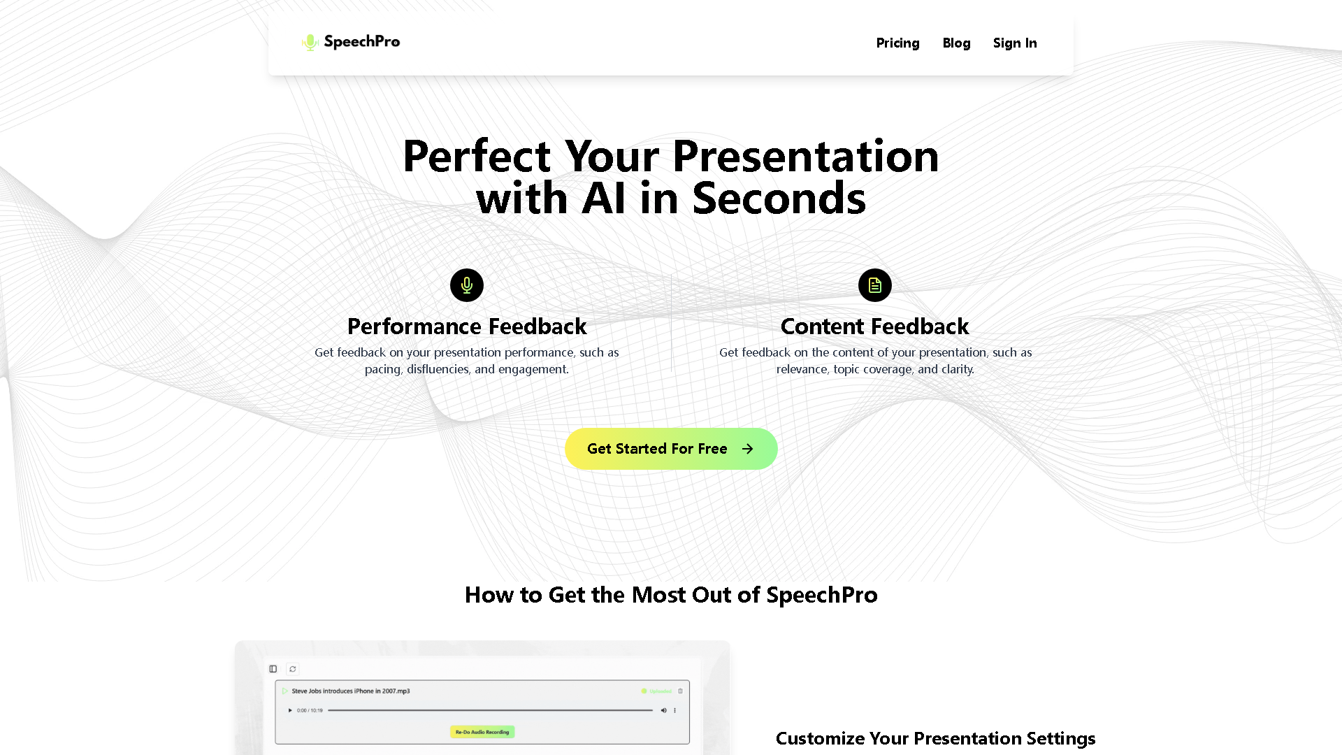SpeechPro Interface Screenshot - Writing & Editing Tool