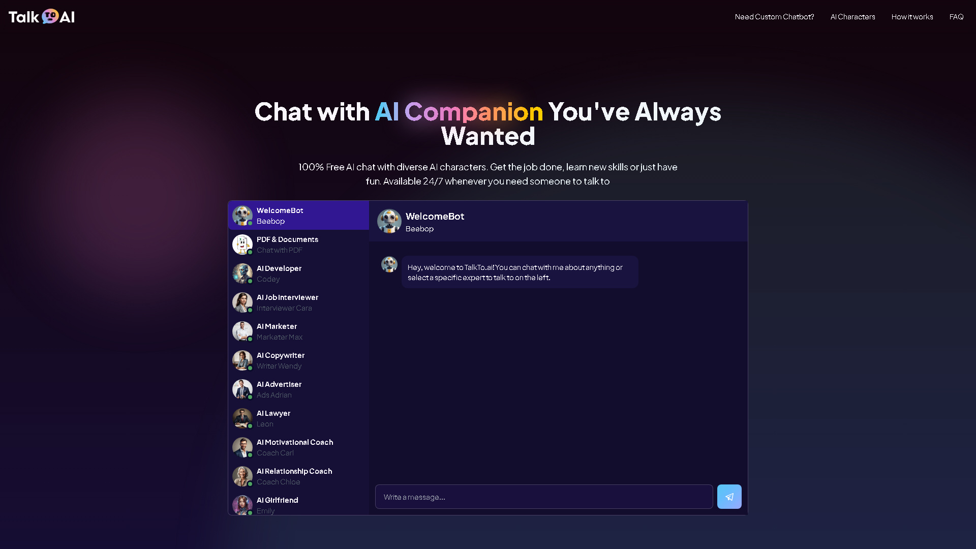 TalkTo.ai Interface Screenshot - Writing & Editing Tool