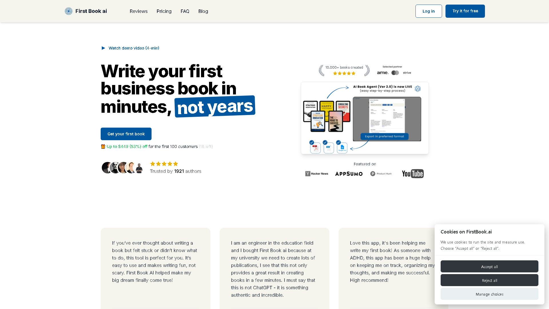 First Book ai Interface Screenshot - Writing & Editing Tool