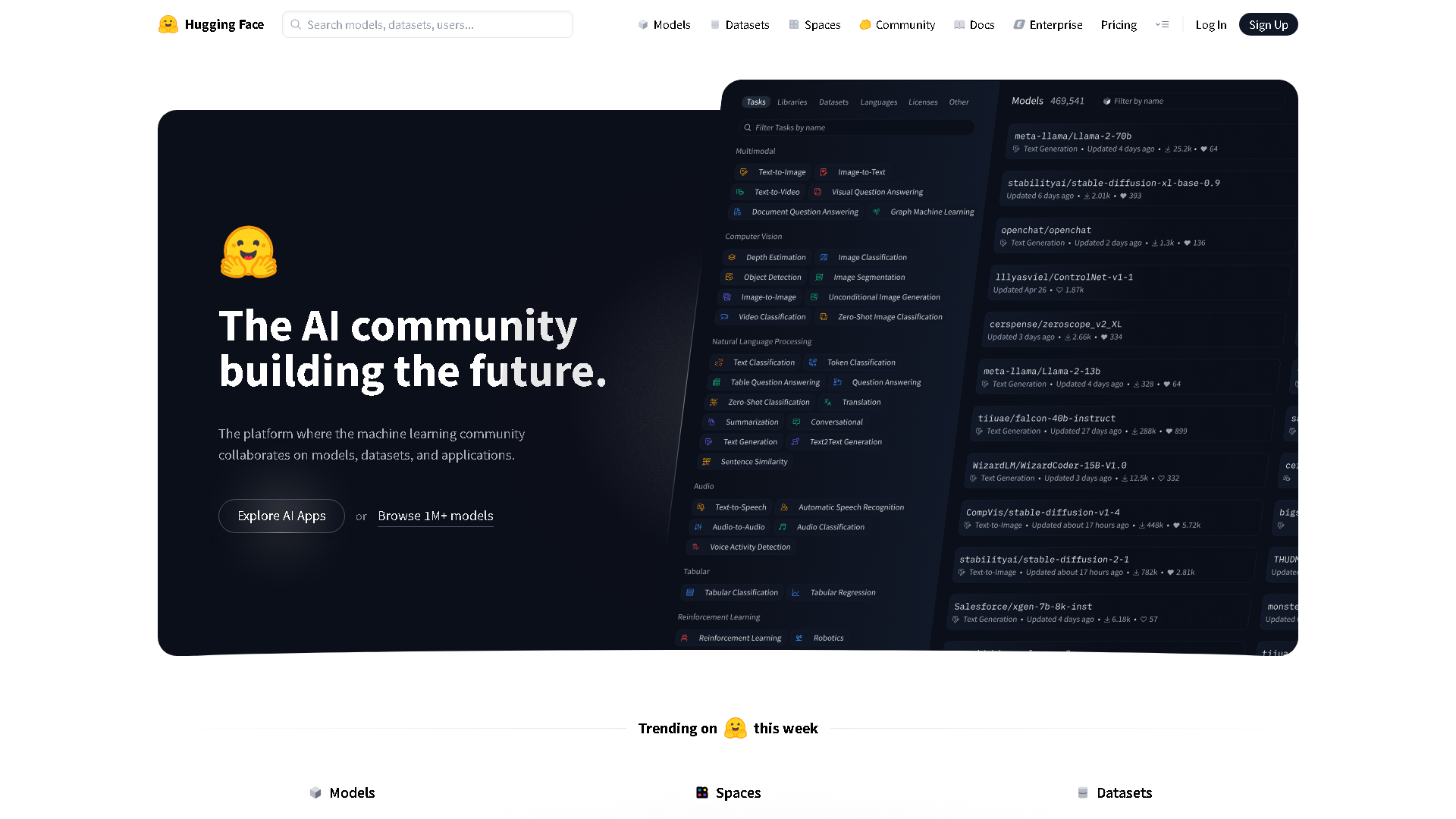 Hugging Face Interface Screenshot - Coding & Development Tool