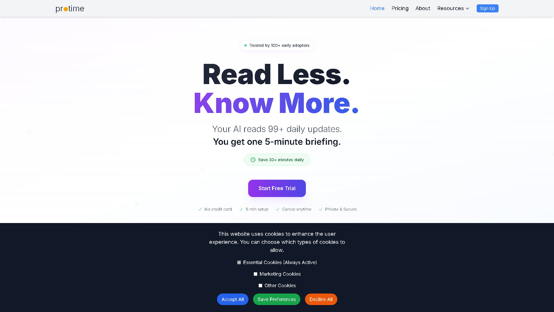 Protime Interface Screenshot - Writing & Editing Tool