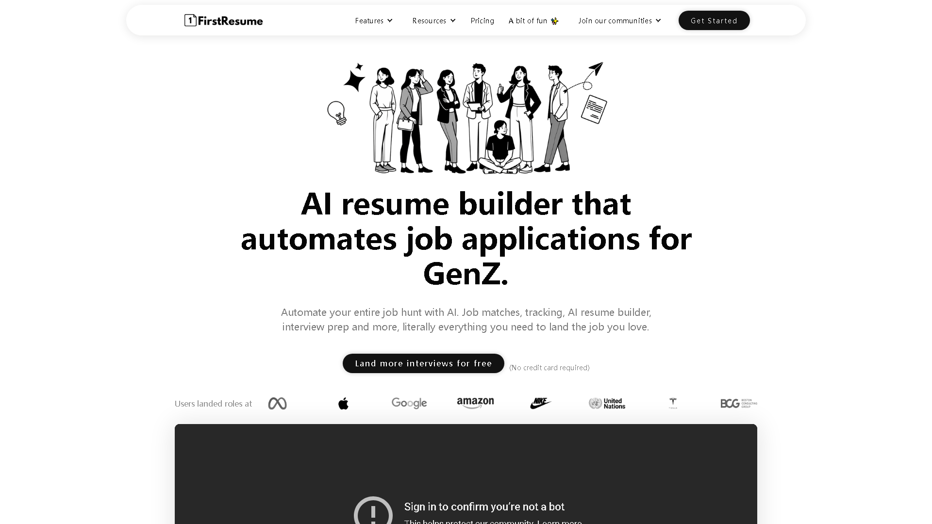 FirstResume Interface Screenshot - Writing & Editing Tool