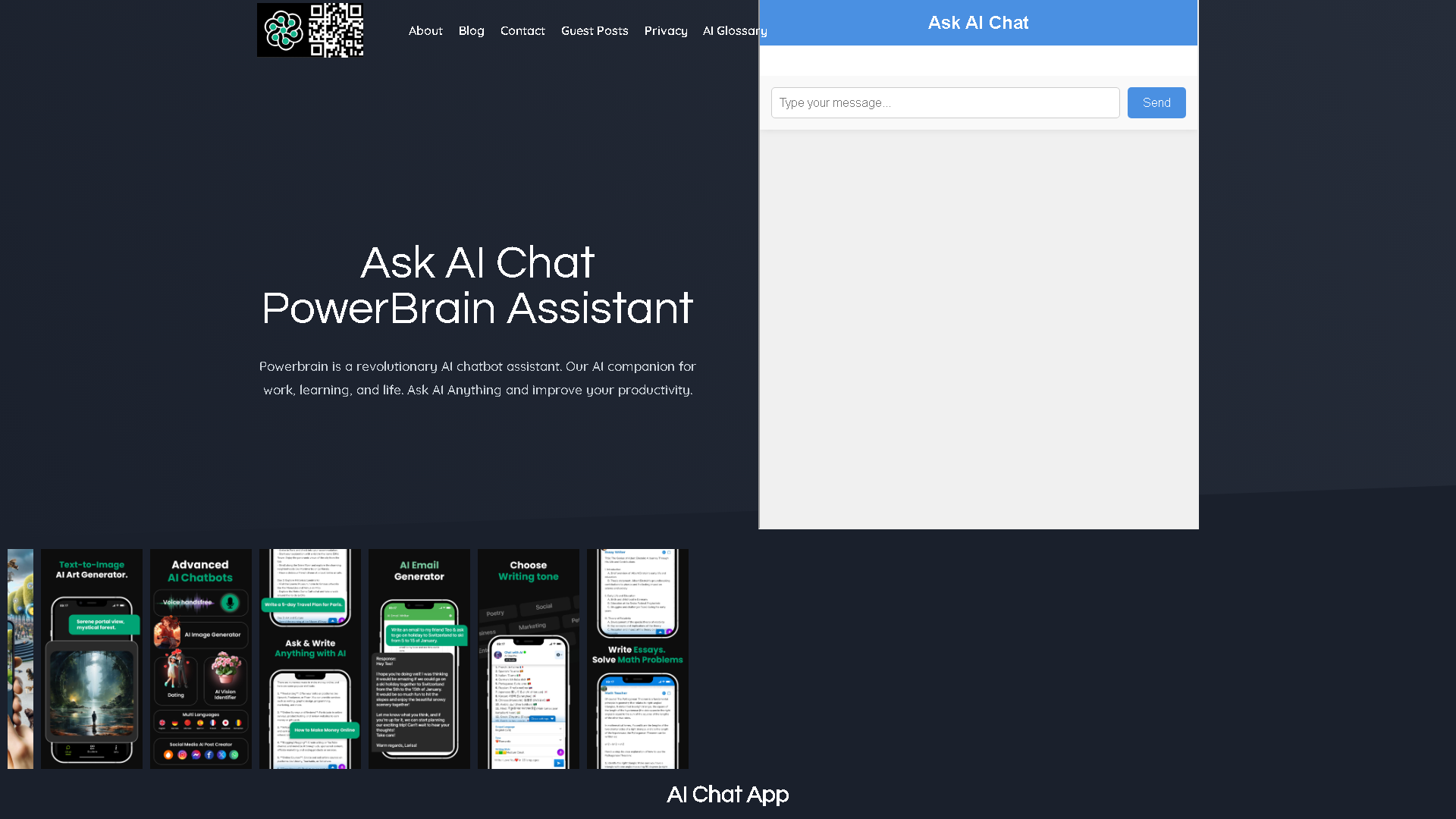PowerBrain AI Chat Interface Screenshot - Writing & Editing Tool