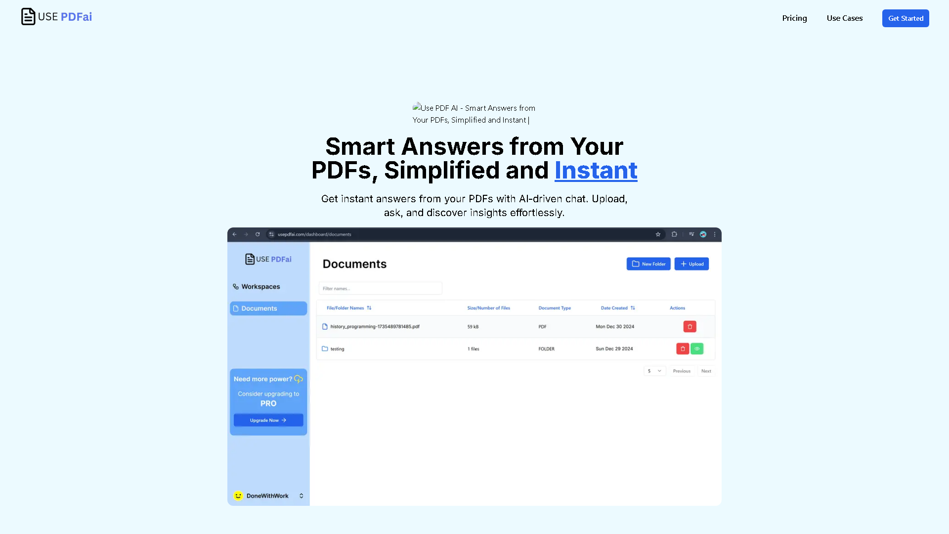 UsePdfAi Interface Screenshot - Office & Productivity Tool