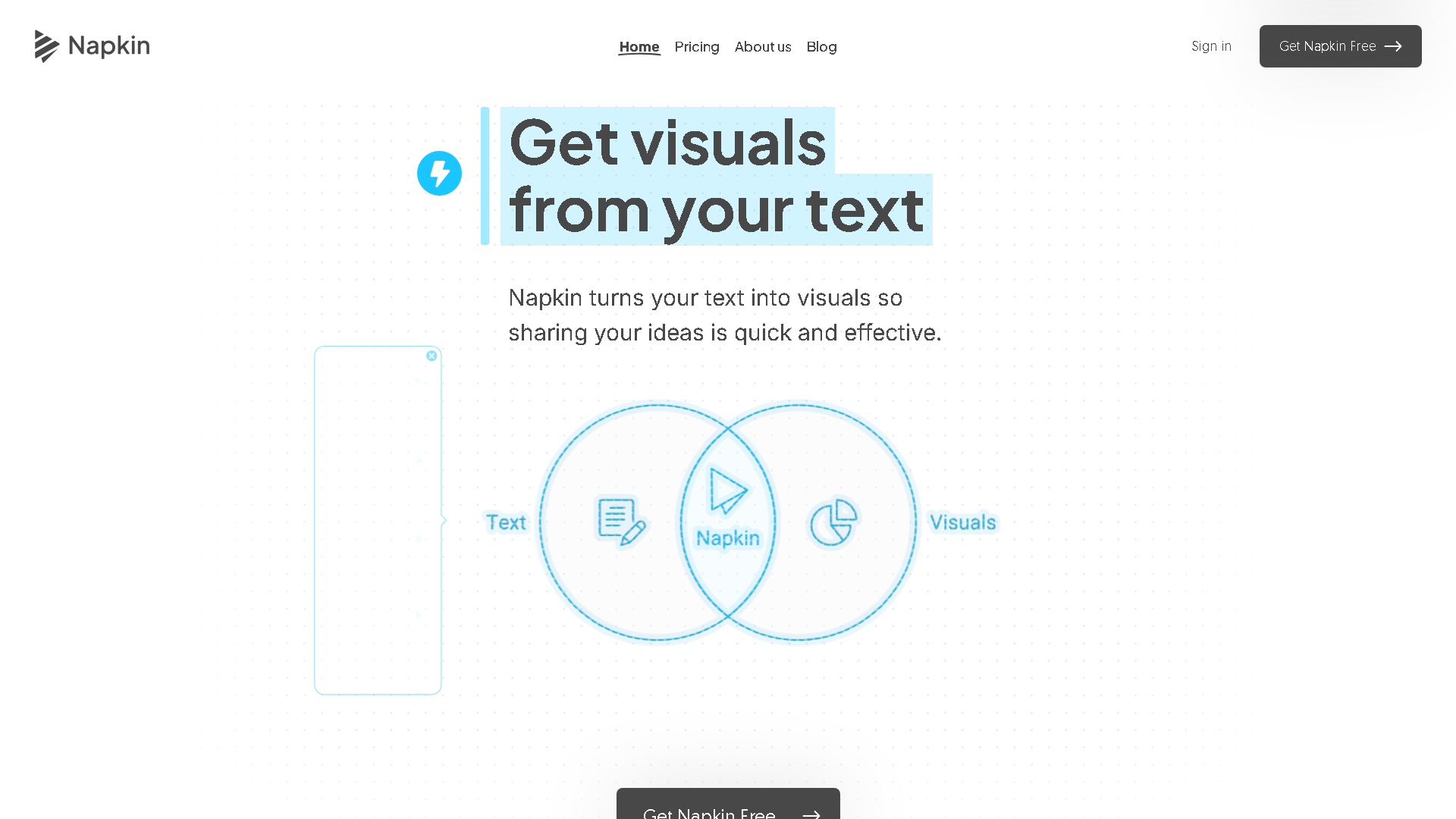 Napkin AI Interface Screenshot - Image Generation & Editing Tool