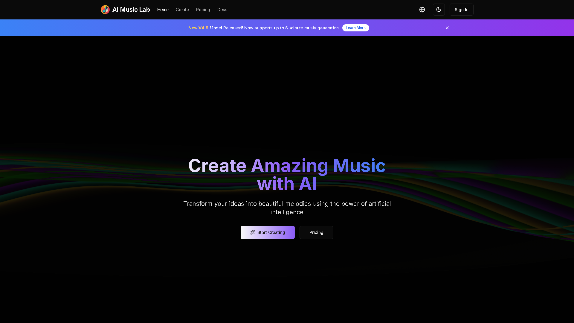 AI Music Lab Interface Screenshot - Audio & Voice Tool