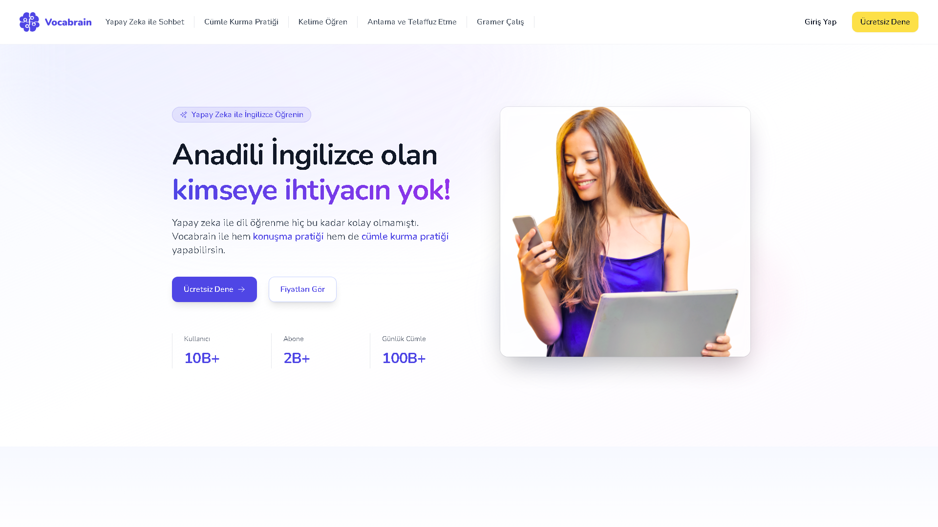 Vocabrain Interface Screenshot - Writing & Editing Tool