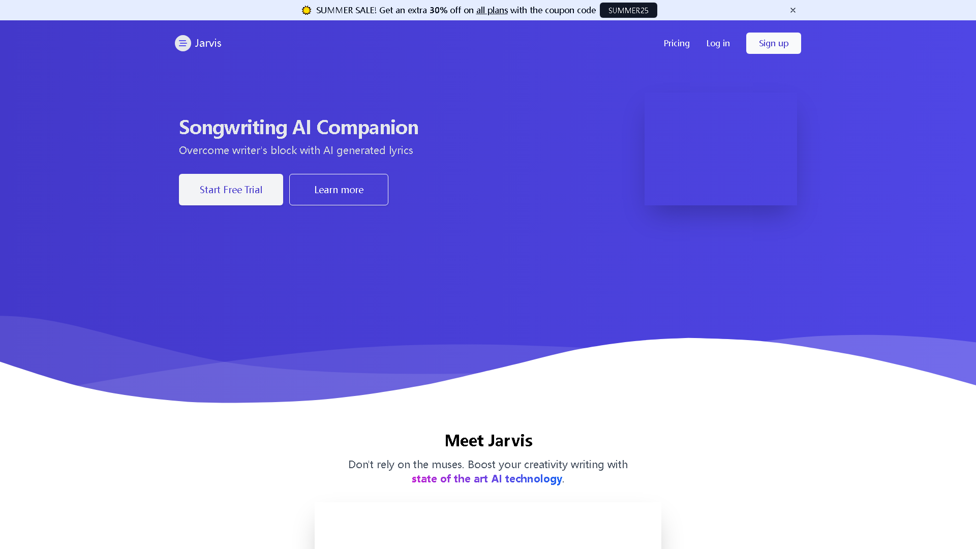 Jarvis AI Interface Screenshot - Writing & Editing Tool